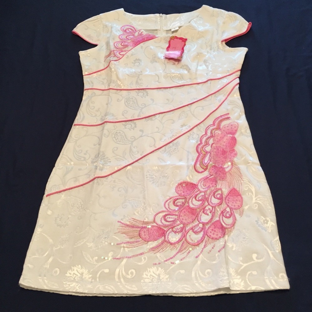 NWT Asian Embellished White & Pink Dress